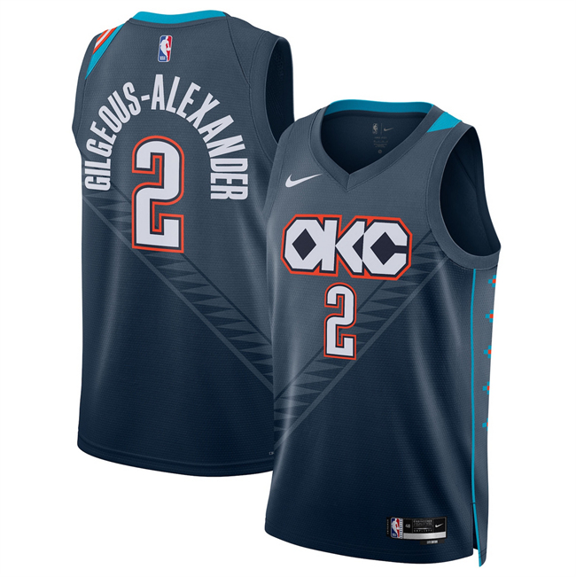 Men's Navy Oklahoma City Thunder #2 Shai Gilgeous-Alexander 2025/26 City Edition Stitched Basketball Jersey